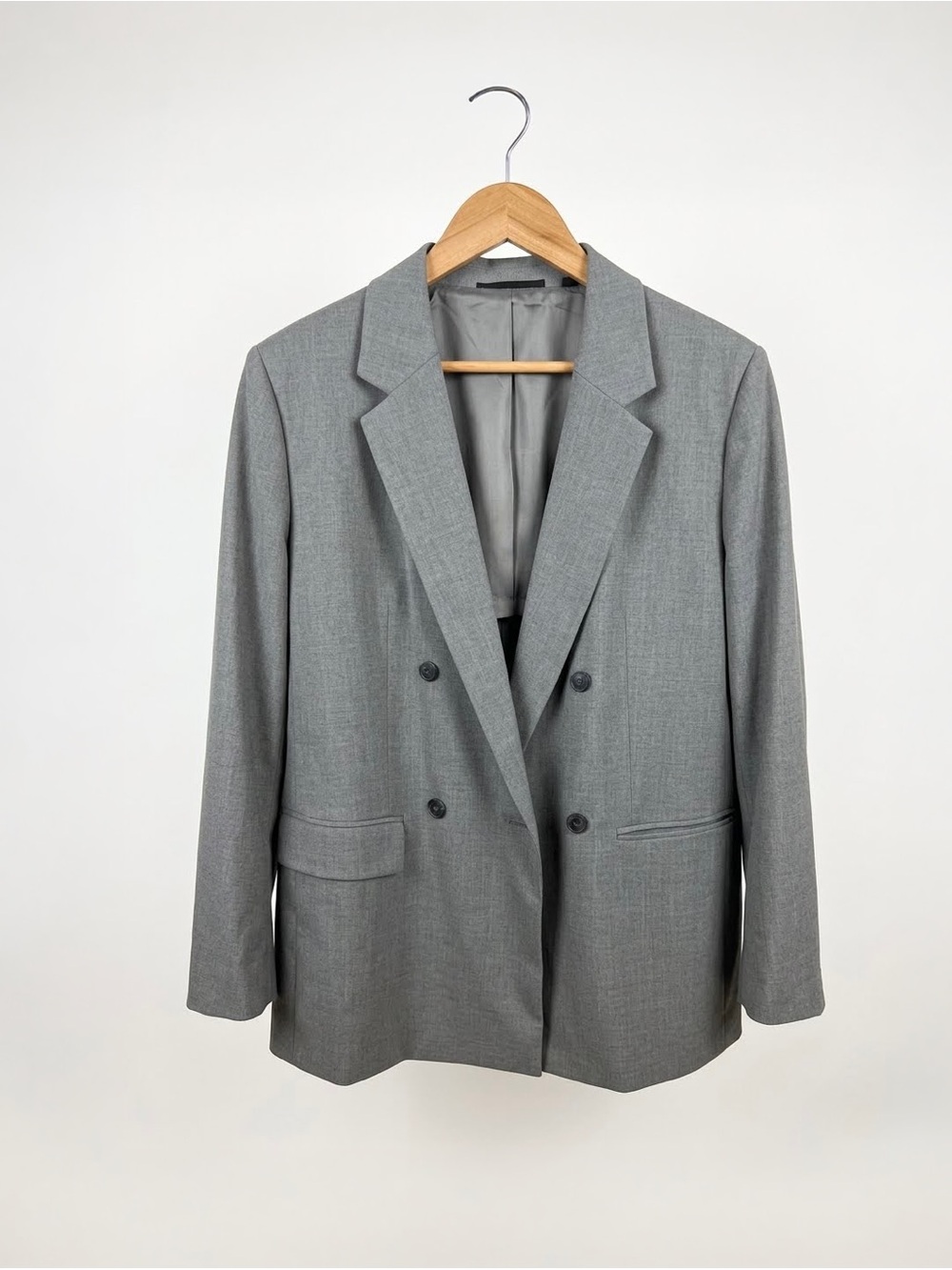 Uniqlo Classic Gray Double-Breasted Blazer XL